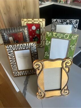 Assorted Decorative Picture Frames - Gold, Green, Silver, Black, Zebra Print